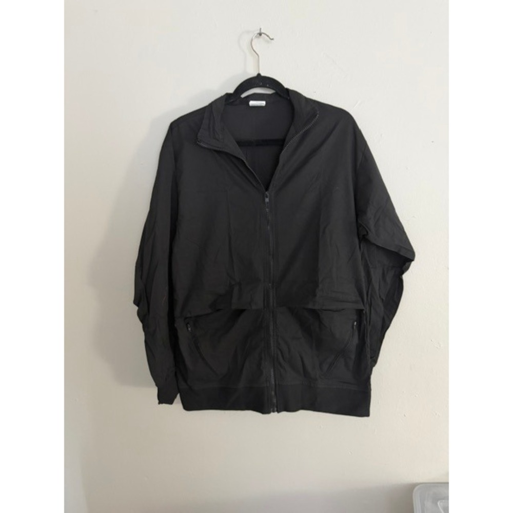 RMF Scrubs Black Full Zip Warm Up Jacket Mock Neck Medical Uniform Mens Medium